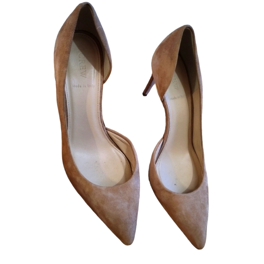 EUC J Crew Tan Suede Heels Size 8.5